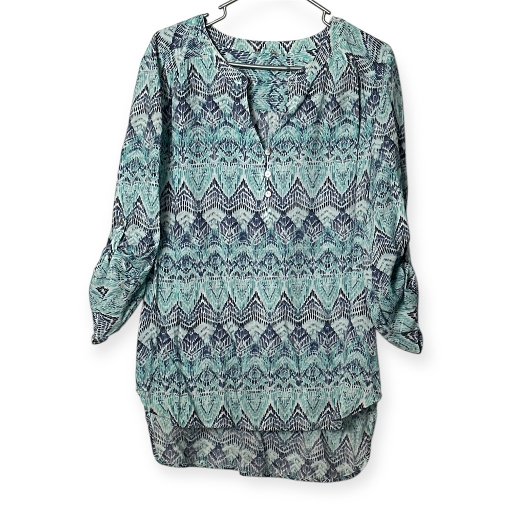 Patterned Teal Women's Top